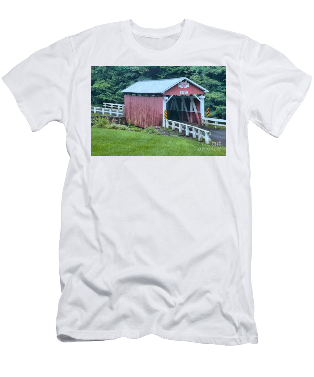 Evening At the Packsaddle Covered Bridge Adam Jewell T-Shirt