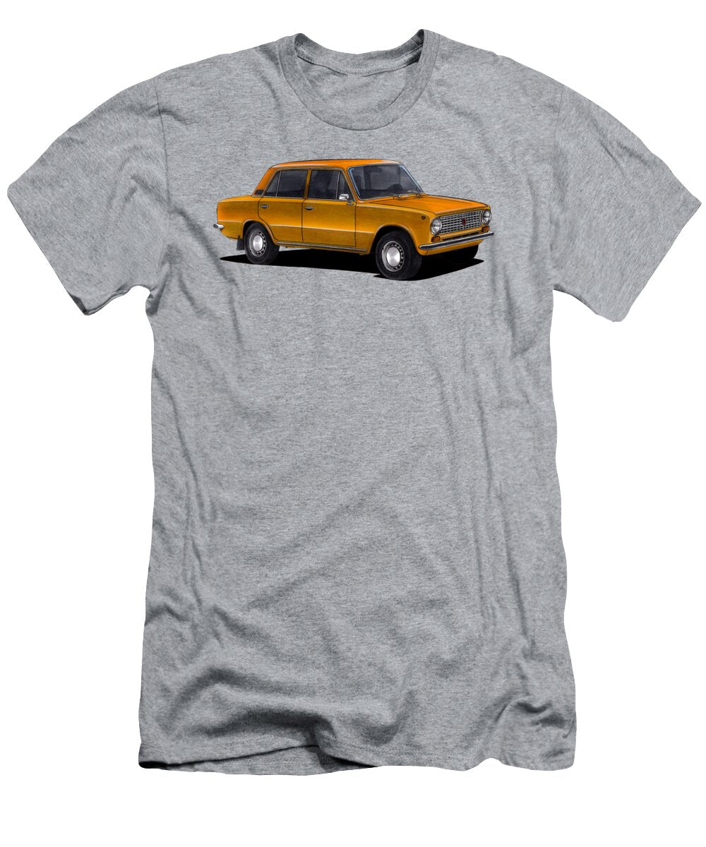 Exclusive 80s Ussr Popular Car Yellow Vaz Lada 21014 Four Door Sedan Vladyslav Shapovalenko T-Shirt