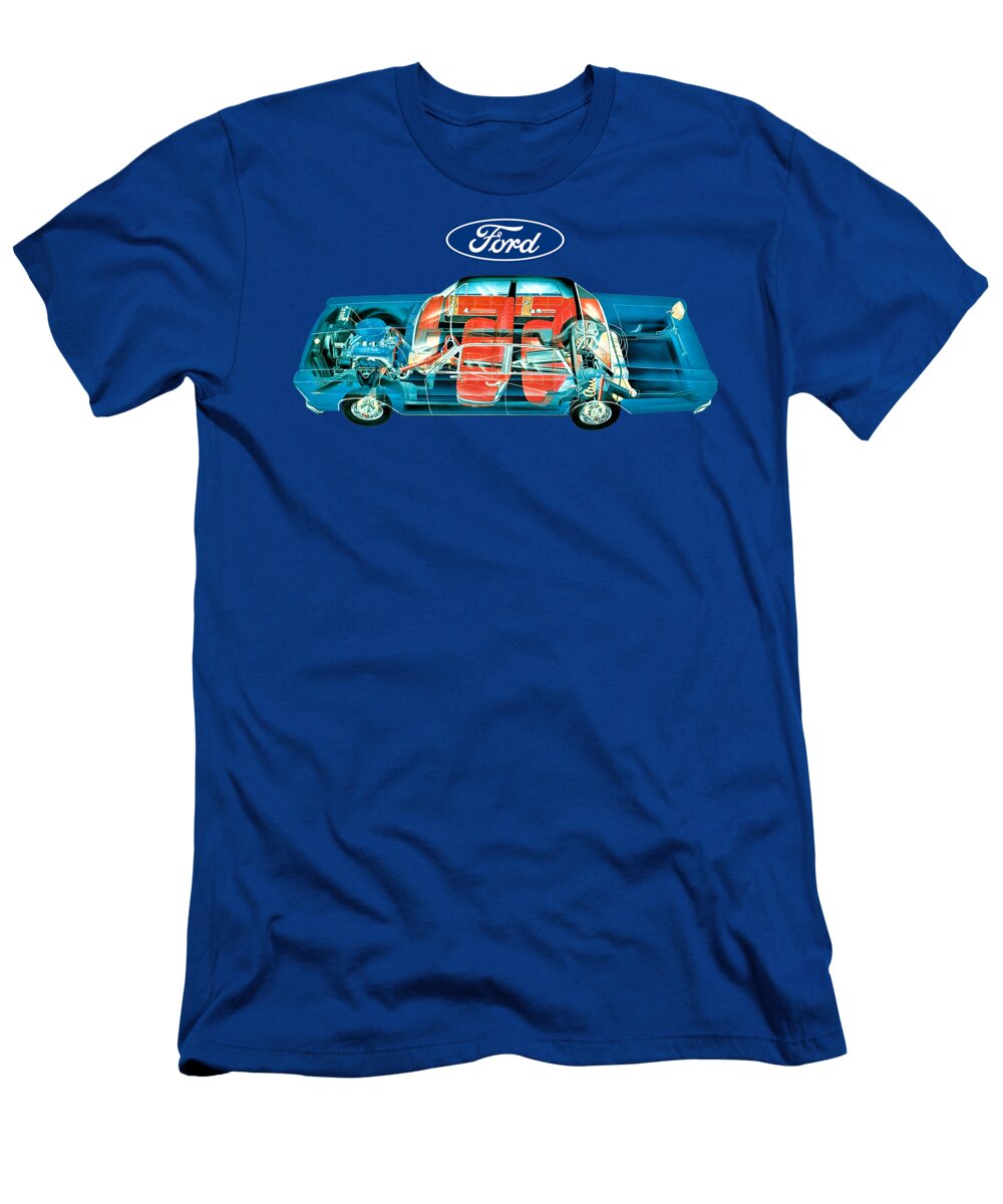 Exclusive Cutaway Art American Car Ford Ltd 4 Door Sedan 70l Thunderbird Fe V8 Vlad Automotive T-Shirt