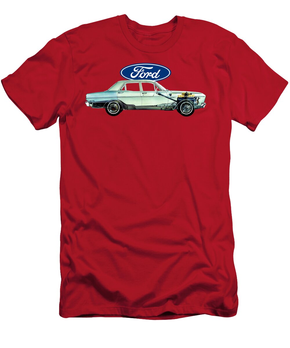 Exclusive Cutaway Art American Full Size Car 1966 Ford Falcon Xr Sedan 47l V8 Windsor Vlad Automotive T-Shirt