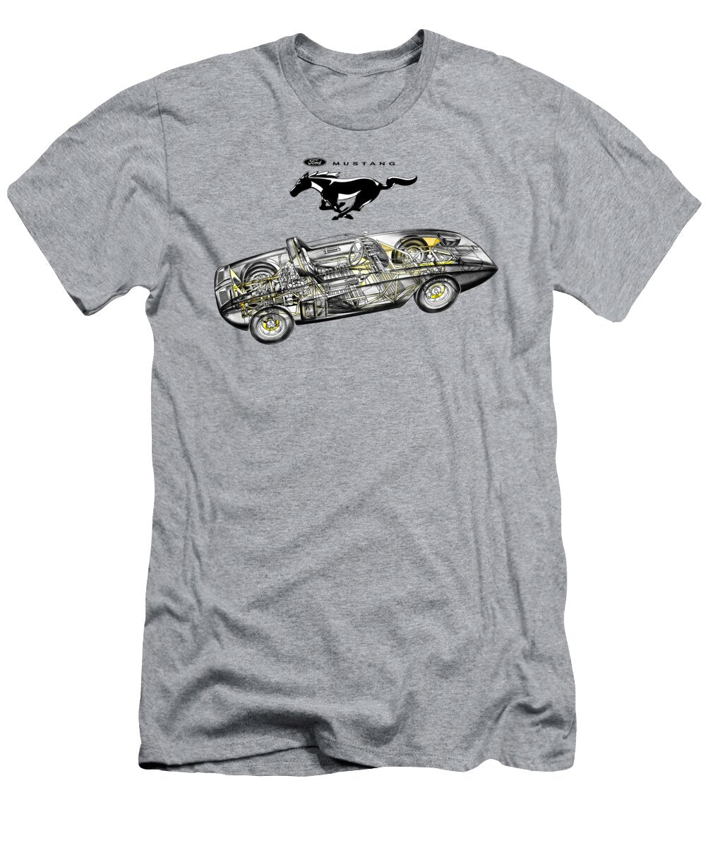Exclusive Cutaway Art American Muscle Car 1962 Ford Mustang Roadster Concept Car Vlad Automotive T-Shirt
