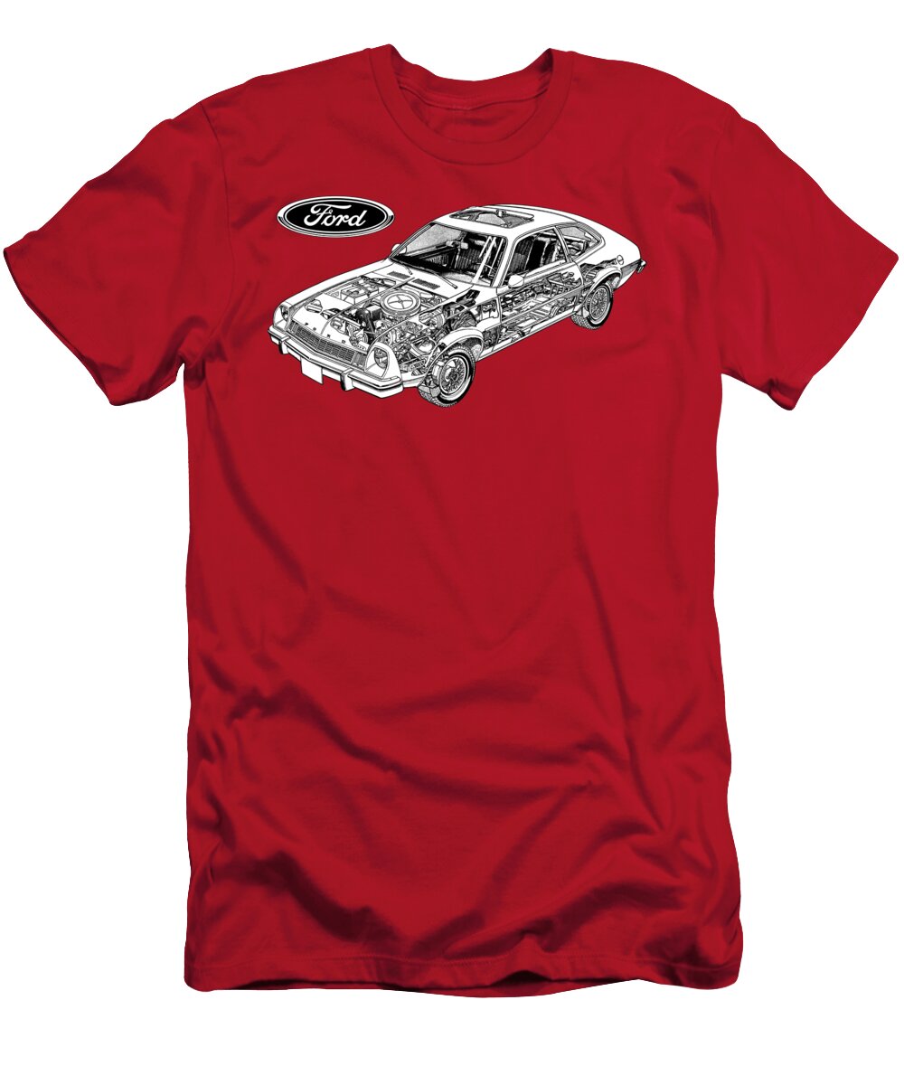 Exclusive Cutaway Art American Sport Compact Car 1971 Ford Pinto 3 Door Hatchback 28l Cologne V6 Vlad Automotive T-Shirt
