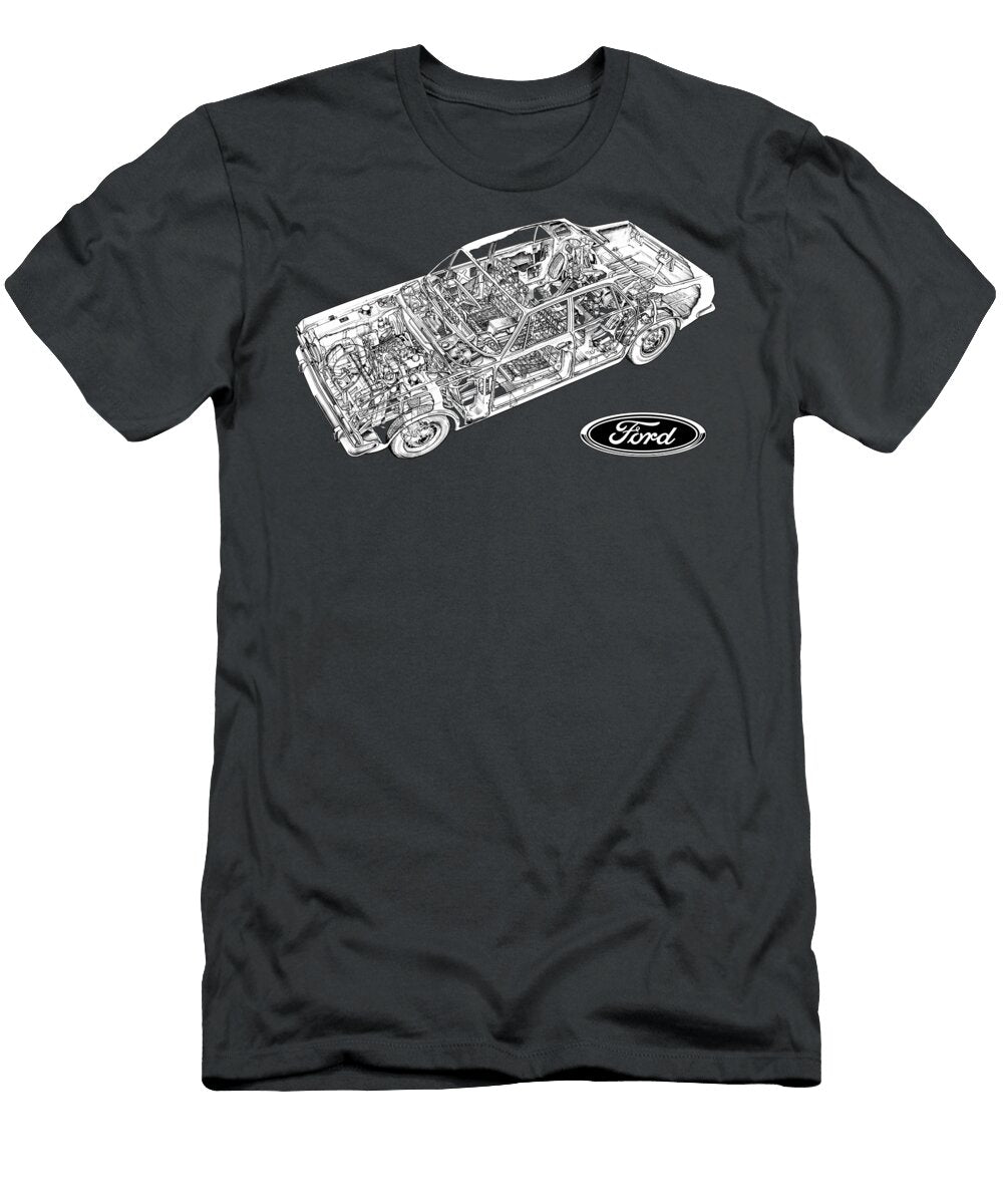 Exclusive Cutaway Art British Luxury Car Ford Zodiac Executive Sedan V6 Vlad Automotive T-Shirt