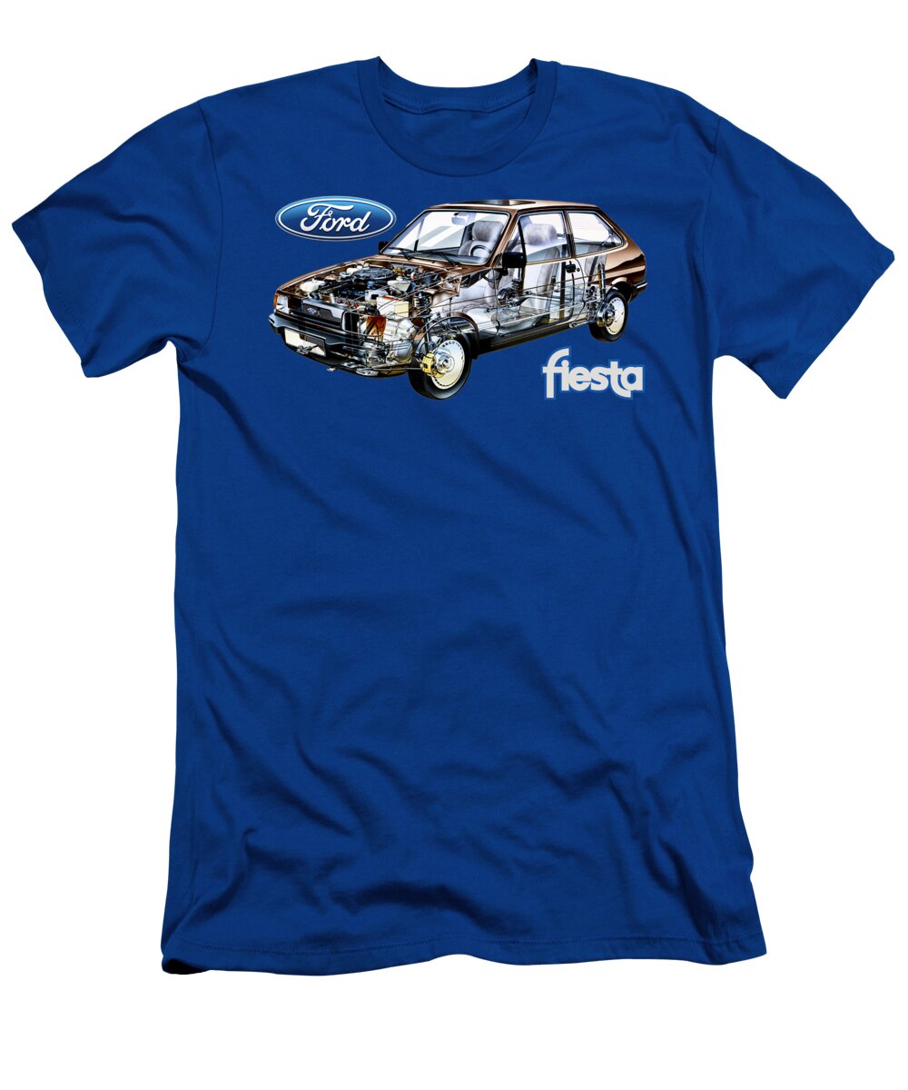 Exclusive Cutaway Art European Compact Car 1983 Ford Fiesta Mark Ii 3 Door Hatchback Vlad Automotive T-Shirt