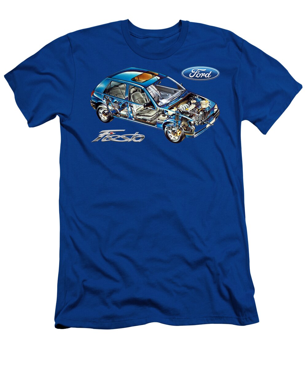 Exclusive Cutaway Art European Compact Car 1988 Ford Fiesta Mark Iii 5 Door Hatchback Vlad Automotive T-Shirt