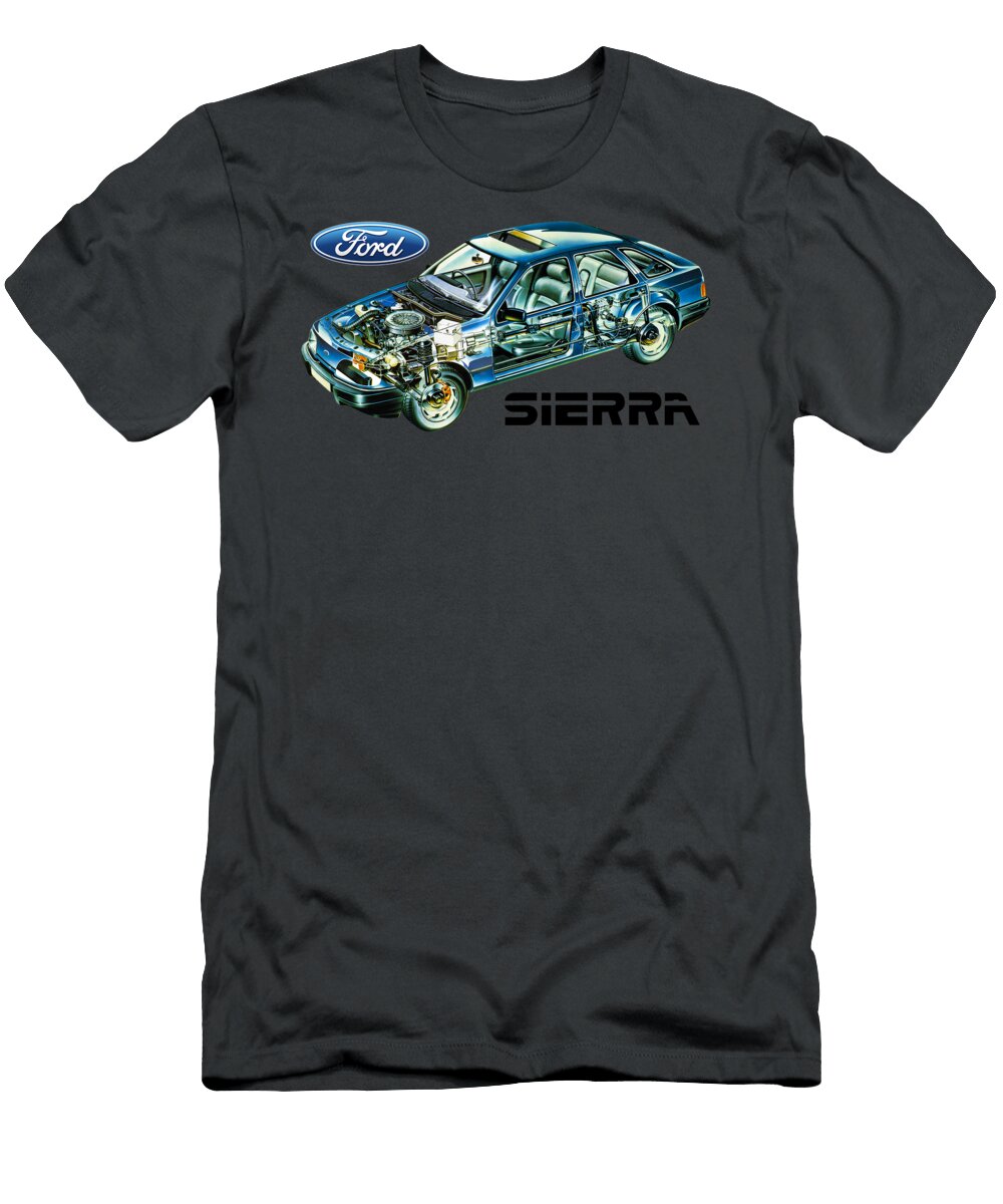 Exclusive Cutaway Art European Family Car 1982 Ford Sierra 18l Gl 5 Door Hatchback Vlad Automotive T-Shirt