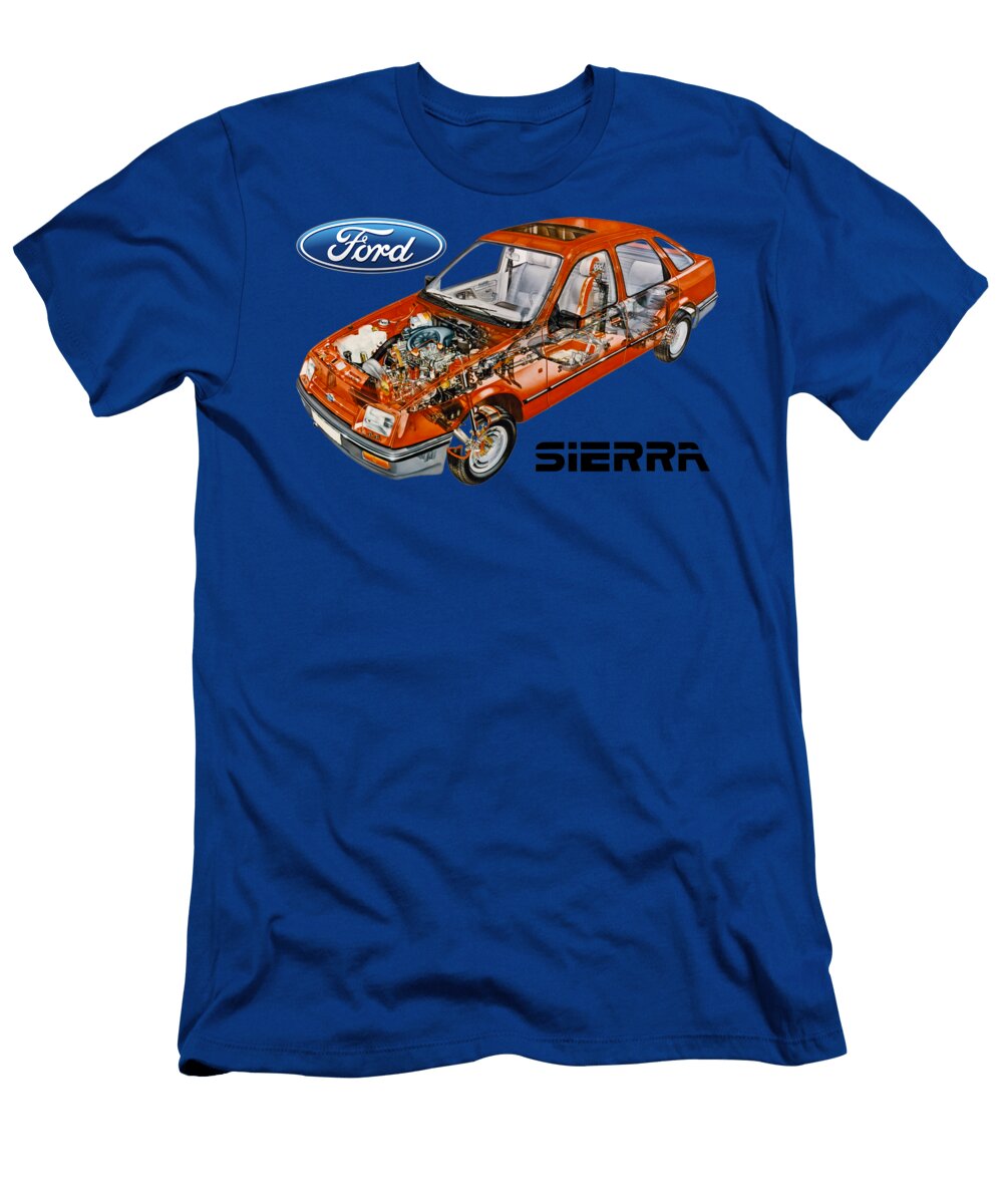 Exclusive Cutaway Art European Family Car 1982 Ford Sierra Gl 5 Door Hatchback Vlad Automotive T-Shirt