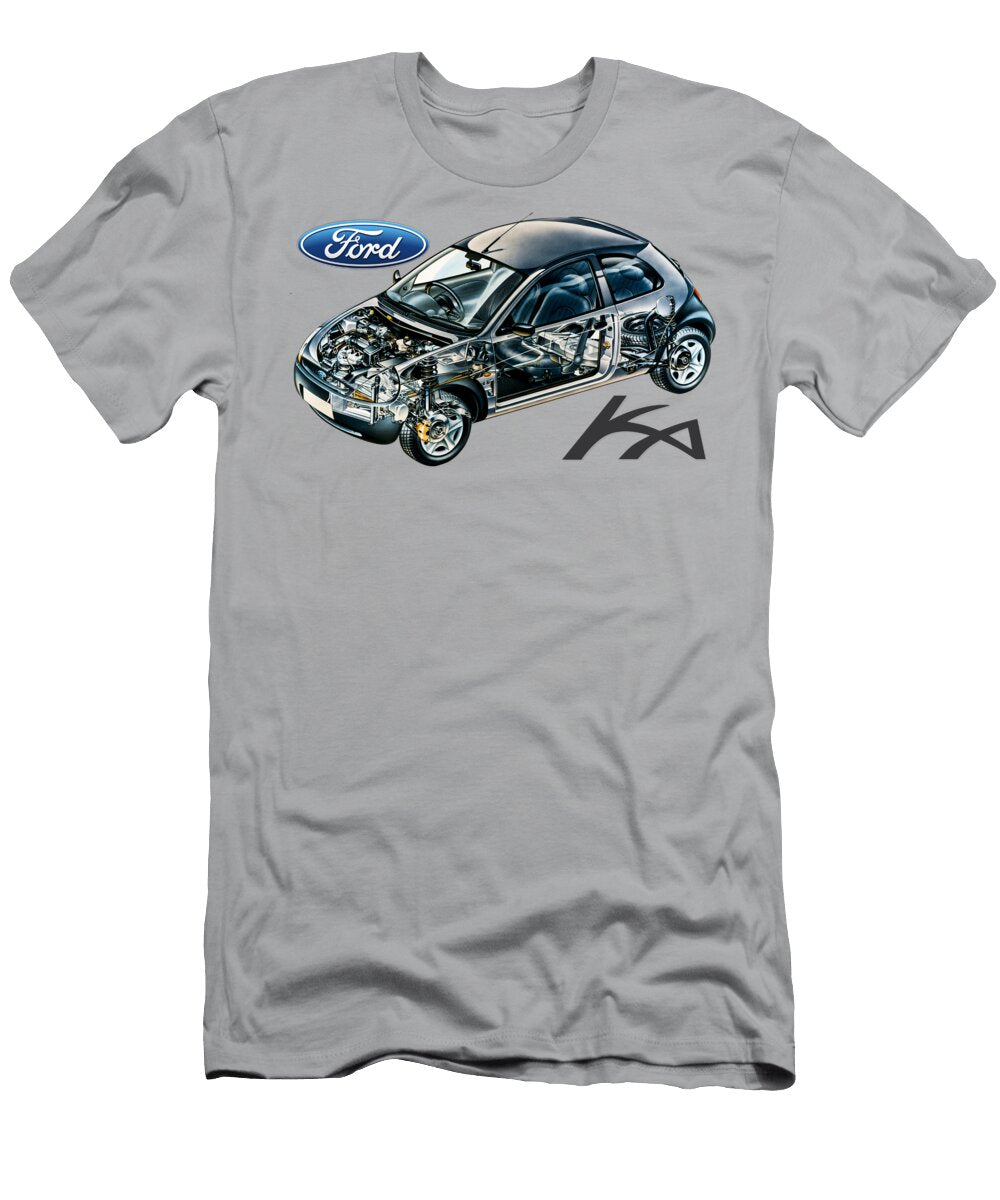 Exclusive Cutaway Art European Popular Compact Car Ford Ka 3 Door Hatchback Vlad Automotive T-Shirt