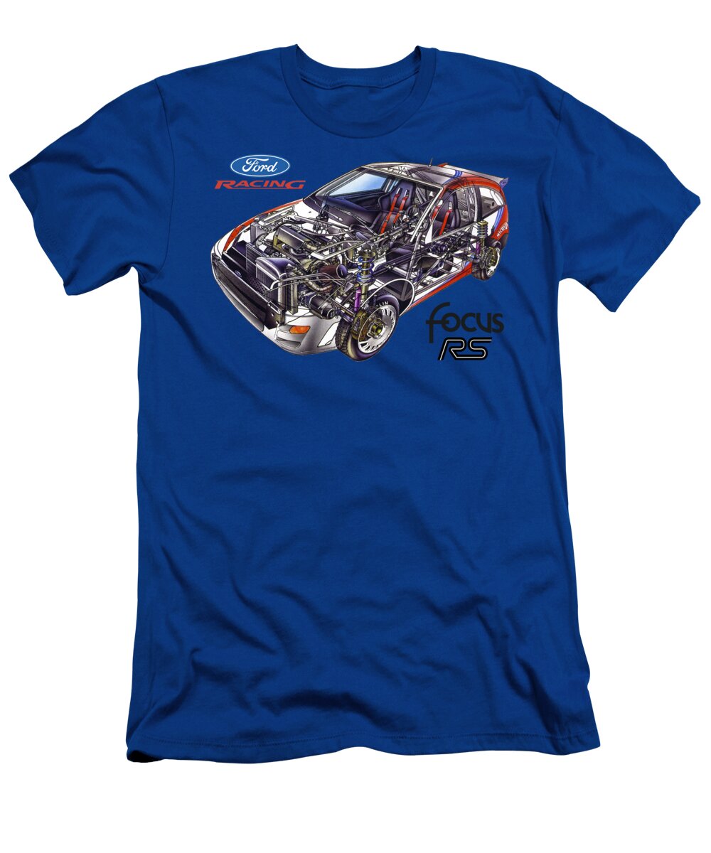 Exclusive Cutaway Art European Racing Car Ford Focus Rs Turbo 3 Door Hatchback Wrc Rally 4x4 Vlad Automotive T-Shirt
