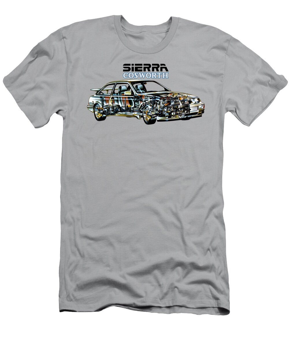 Exclusive Cutaway Art European Sport Car 1987 Ford Sierra Rs 500 Cosworth Turbo Hatchback Vlad Automotive T-Shirt