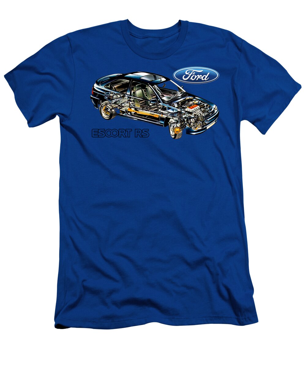 Exclusive Cutaway Art European Sport Car 1992 Ford Escort Rs2000 3 Door Hatchback Vlad Automotive T-Shirt