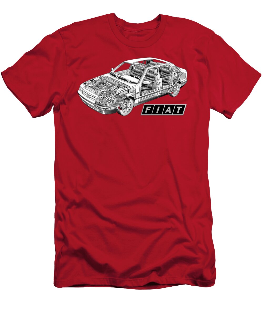 Exclusive Cutaway Art Famous Italian Luxury 4 Door Car Fiat Croma Sedan Vladyslav Shapovalenko T-Shirt