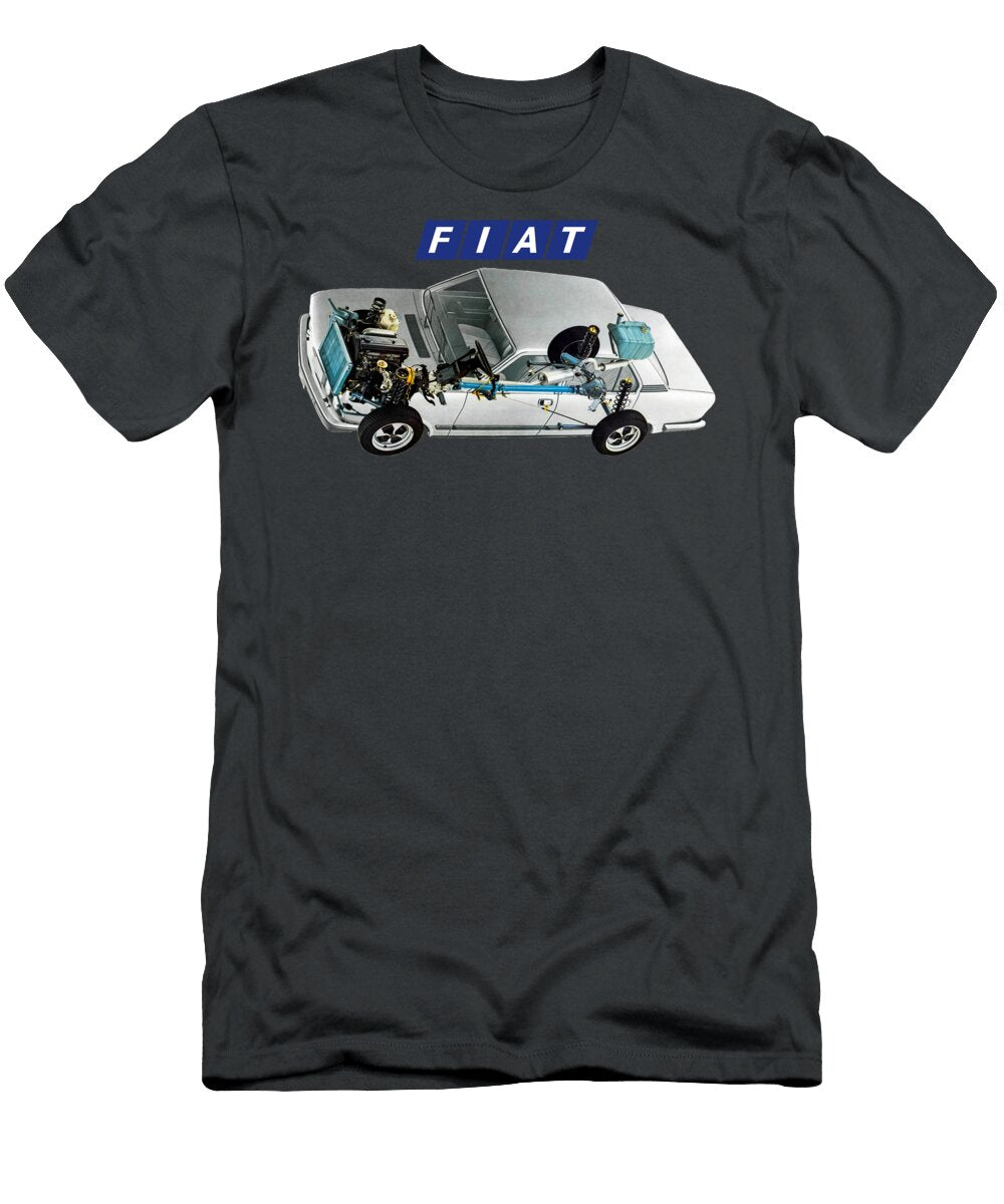 Exclusive Cutaway Art Famous Retro Italian 4 Door Luxury Car Fiat 132 Sedan 25l Diesel Vladyslav Shapovalenko T-Shirt