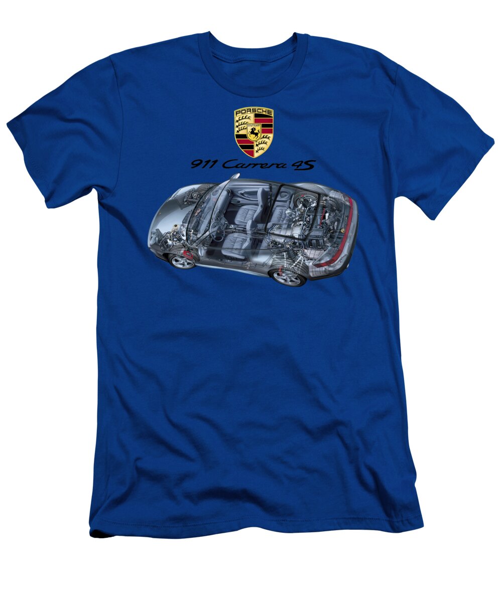 Exclusive Cutaway Art Germany Legendary Sport Car Porsche 911 Carrera 4s Coupe Type 996 Vlad Automotive T-Shirt