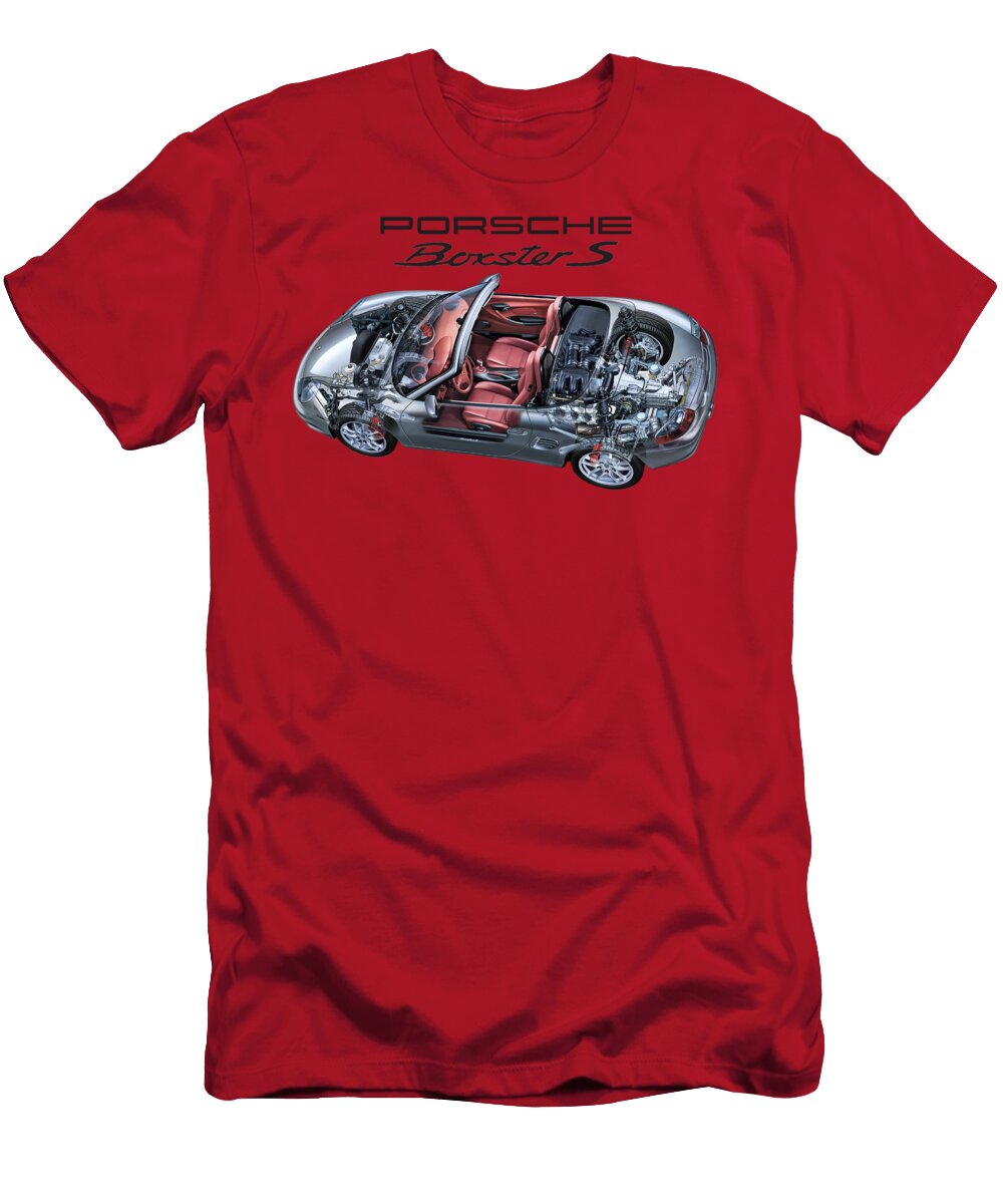 Exclusive Cutaway Art Germany Legendary Sportcar Porsche Boxster S Roadster Type 985 Flat 6 Engine Vlad Automotive T-Shirt