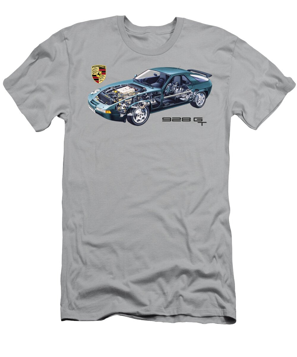 Exclusive Cutaway Art Germany Luxury Sport Car Porsche 928 Gt Coupe V8 Engine Vlad Automotive T-Shirt