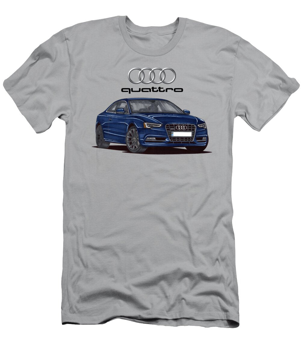 Exclusive Drawing Iconic Germany Sport Car Blue Sexy Audi A5 Coupe B8 Quattro Carbon Edition Vlad Automotive T-Shirt