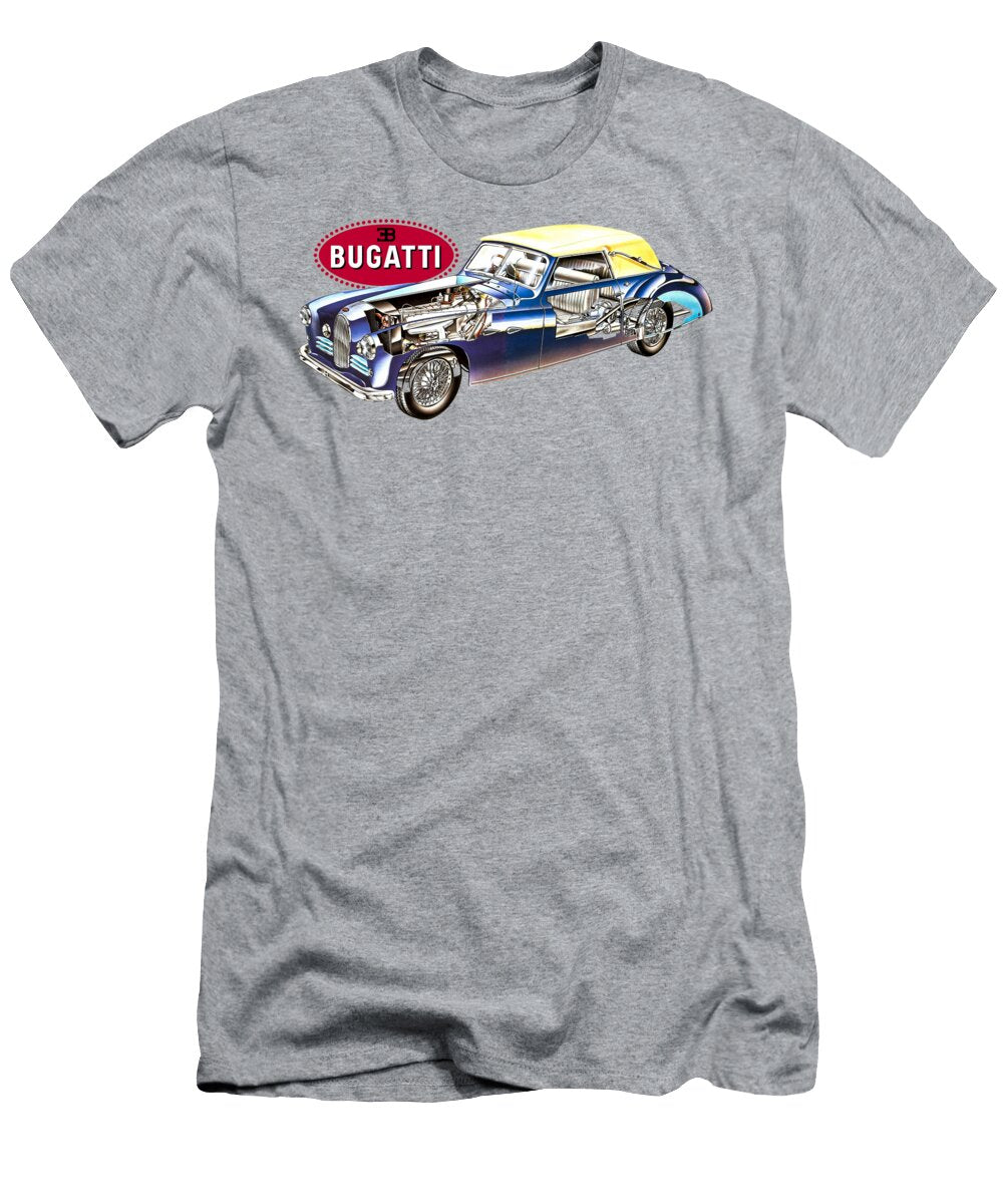 Exclusive French 2 Door Grand Tourer 30s Bugatti Type 57 Cutaway Automotive Art Vladyslav Shapovalenko T-Shirt