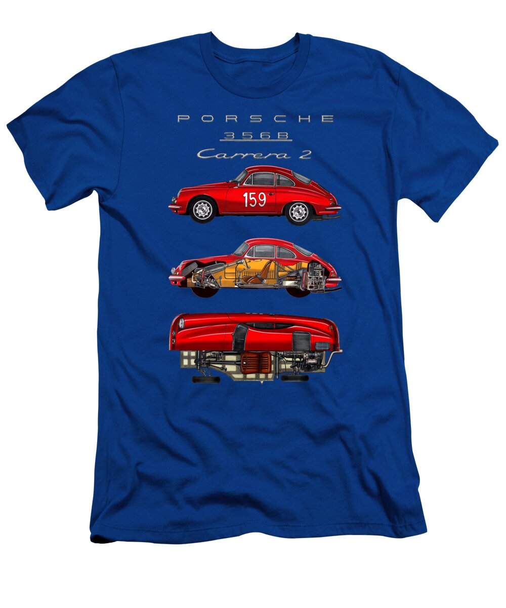 Exclusive Illustration Collage Legendary Iconic 1962 Porsche 356b Carrera 2 Gt Coupe T6 Vlad Automotive T-Shirt