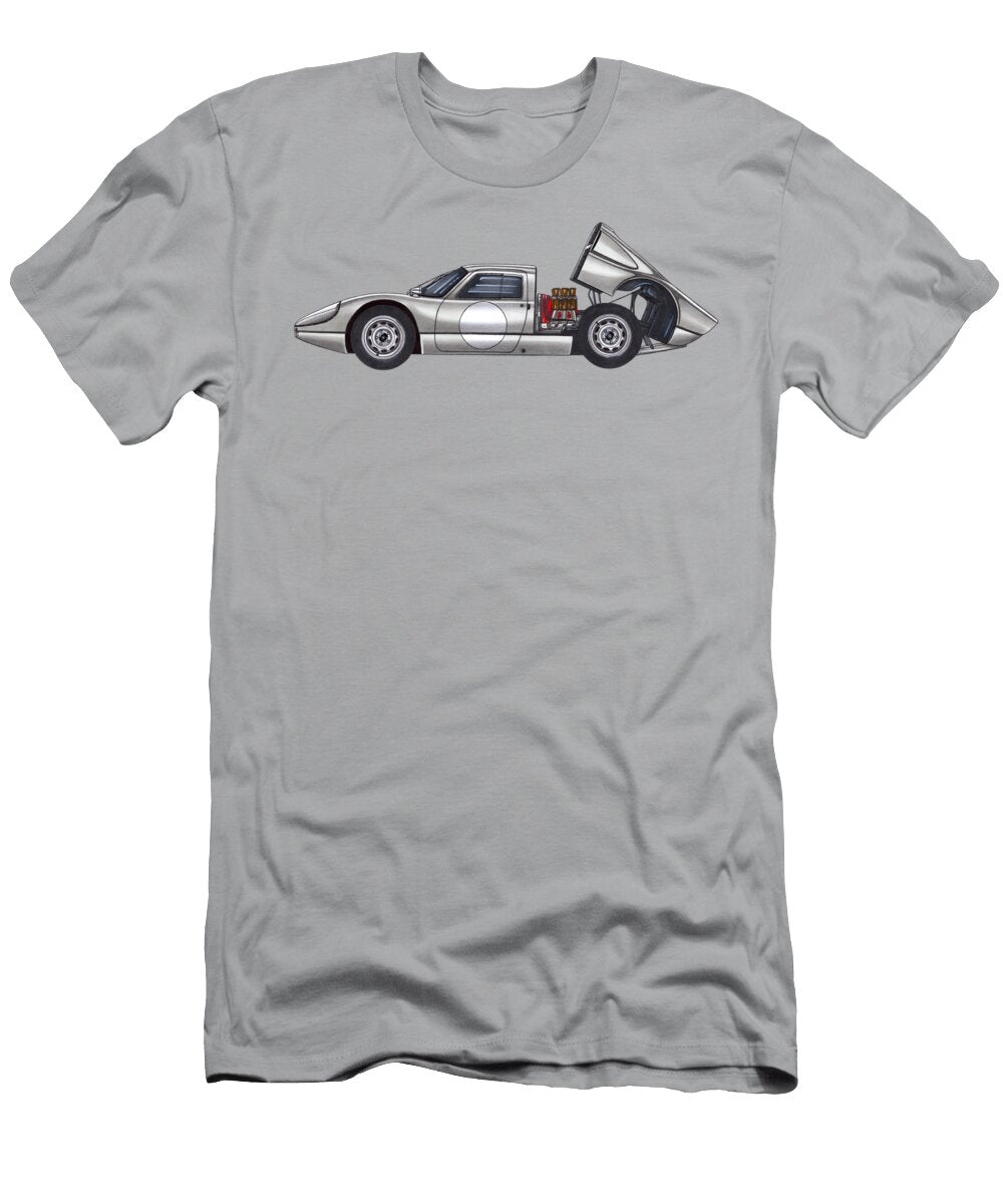 Exclusive Legendary Retro Racing Car Silver Porsche 904 6 Gts Coupe 24 Hours of Le Mans Vladyslav Shapovalenko T-Shirt