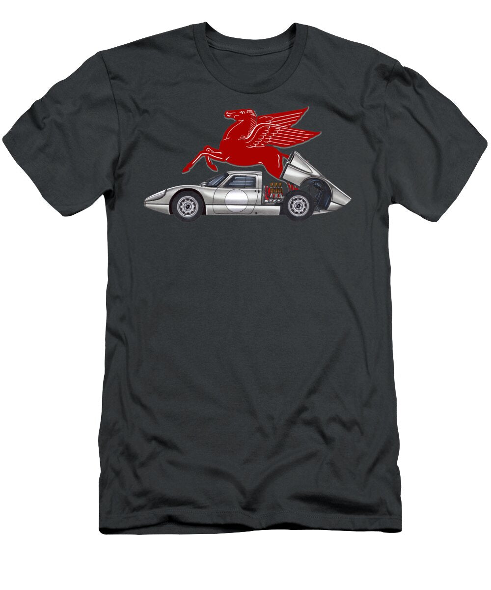 Exclusive Legendary Retro Racing Car Silver Porsche 904 6 Gts Coupe Pegasus 24 Hours of Le Mans Vladyslav Shapovalenko T-Shirt