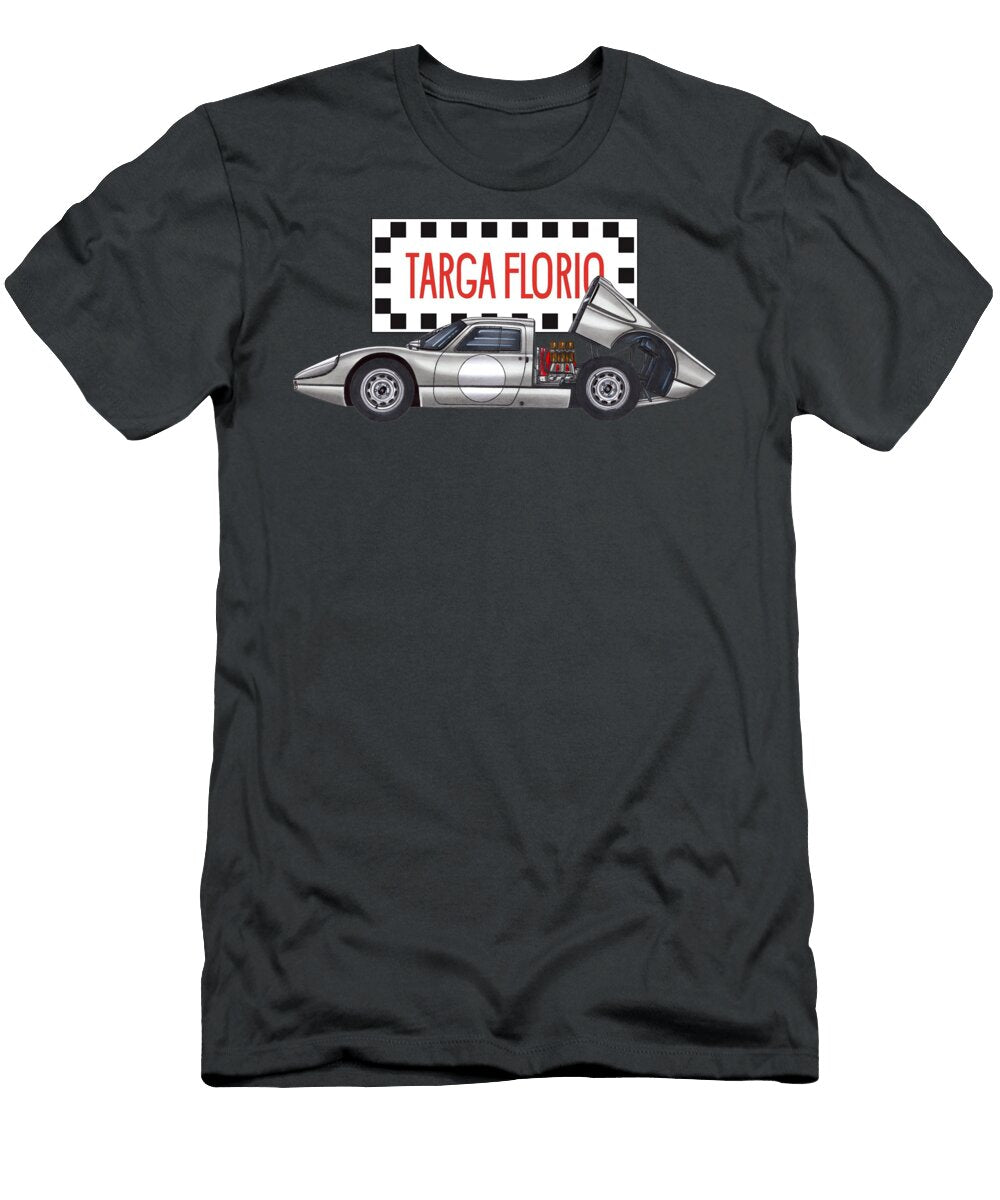 Exclusive Legendary Retro Racing Car Silver Porsche 904 6 Gts Coupe Targa Florio Vladyslav Shapovalenko T-Shirt