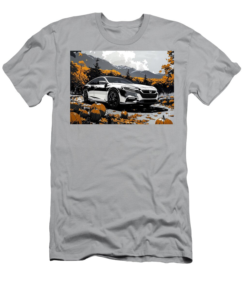 Fall Honda Insight Scene with Pumpkins and Autumn Leaves Clark Leffler T-Shirt