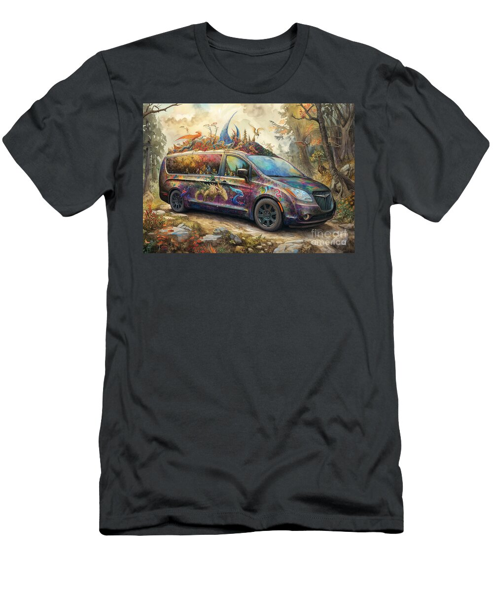 Fantasy Fugue a Chrysler Pacifica Lost in a Whimsical Fantasy Fugue with Dragons and Unicorns Roamin Eldre Delvie T-Shirt