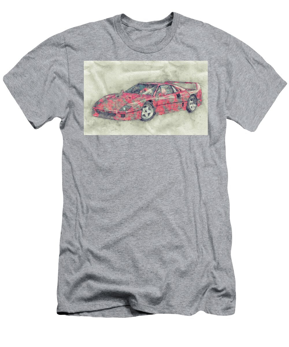 Ferrari F40 Sports Car 1 1987s Grand Tourer Automotive Art Car Posters Studio Grafiikka T-Shirt