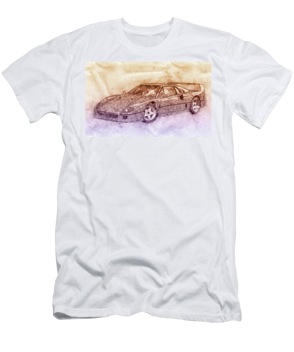 Ferrari F40 Sports Car 2 1987s Grand Tourer Automotive Art Car Posters Studio Grafiikka T-Shirt