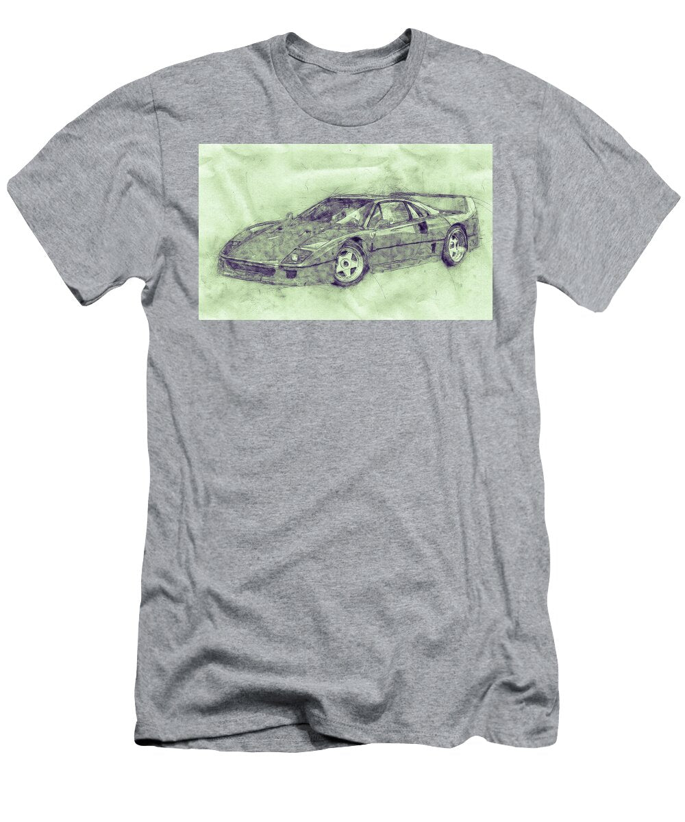 Ferrari F40 Sports Car 3 1987s Grand Tourer Automotive Art Car Posters Studio Grafiikka T-Shirt