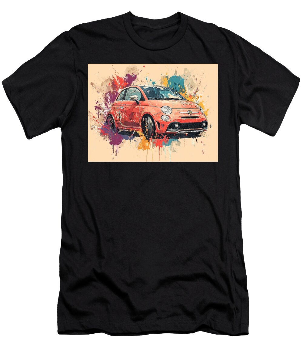 Fiat 500 2019 Hatchback Colorful Car Abstract Design Vibrant Abstract Car Art Hollie Love T-Shirt