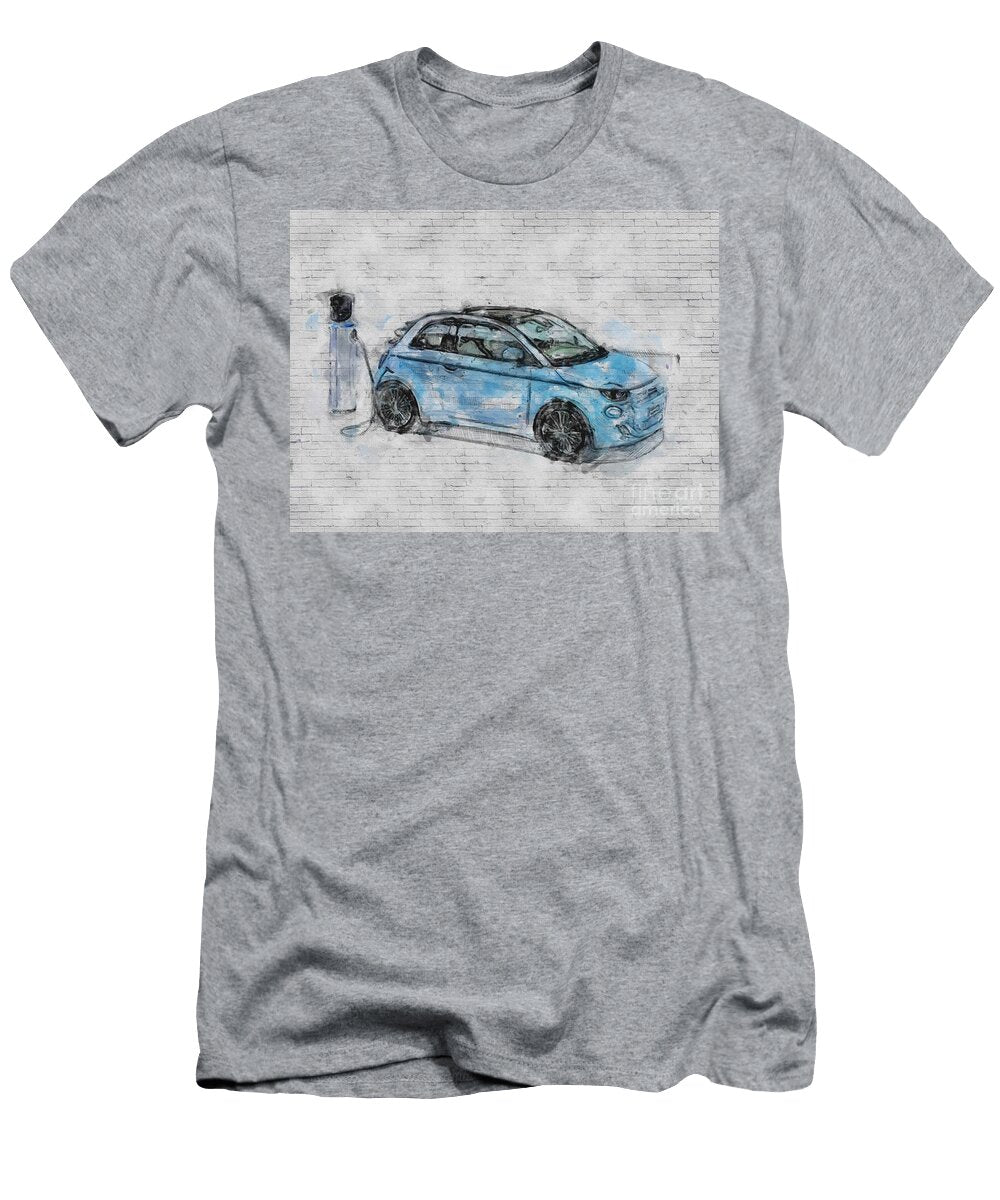 Fiat 500e 2020 Exterior Blue Hatchback Italian Cars Ashtyn Treutel T-Shirt
