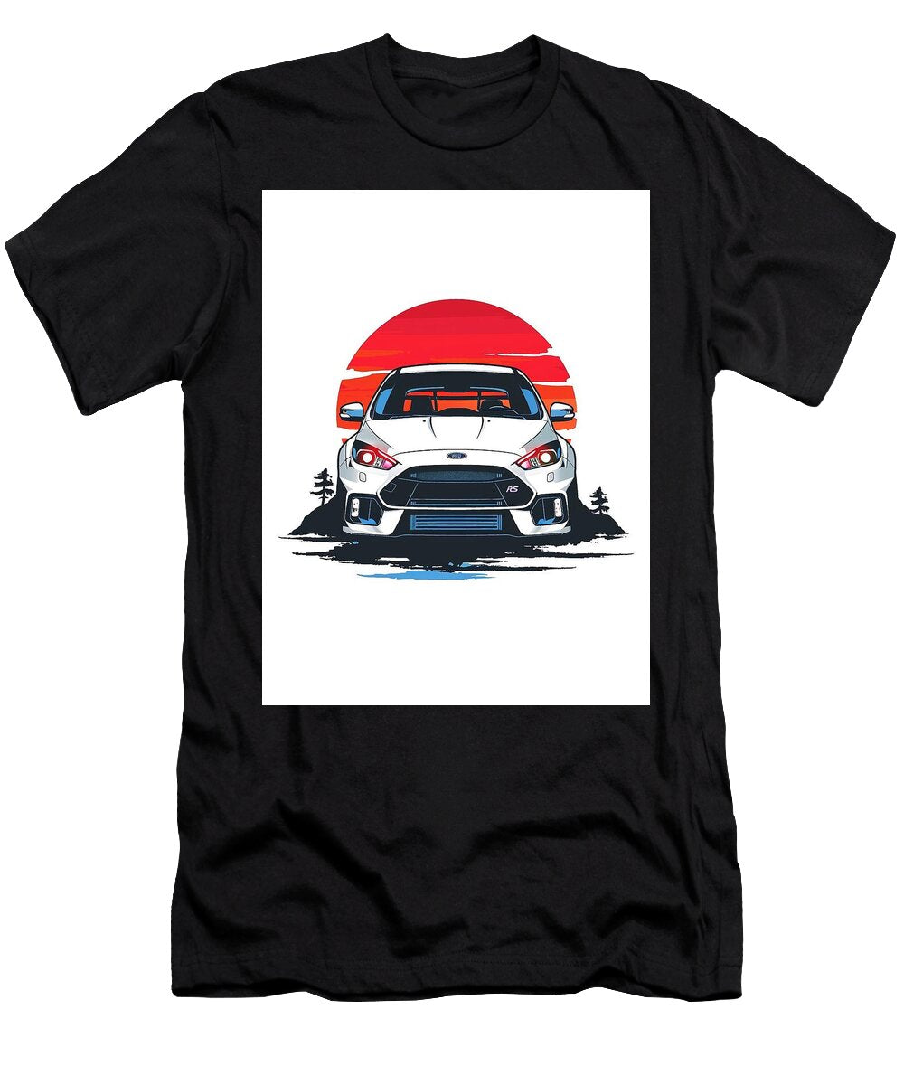 Fierce Tuner Ford Focus Rs Hot Hatchback White Racing Car Art Cortez Schinner T-Shirt