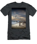 Footprints and Pilings on the Beach At Kirk Park By Grand Haven Randall Nyhof T-Shirt