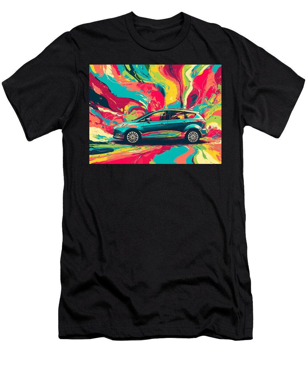 Ford C Max Hybrid 2013 Hatchback Abstract Art Colorful Car Vibrant Abstract Car Design Hollie Love T-Shirt