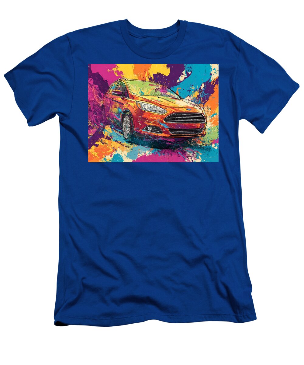 Ford C Max Hybrid 2013 Hatchback Abstract Art Colorful Car Vibrant Car Abstract Art Hollie Love T-Shirt