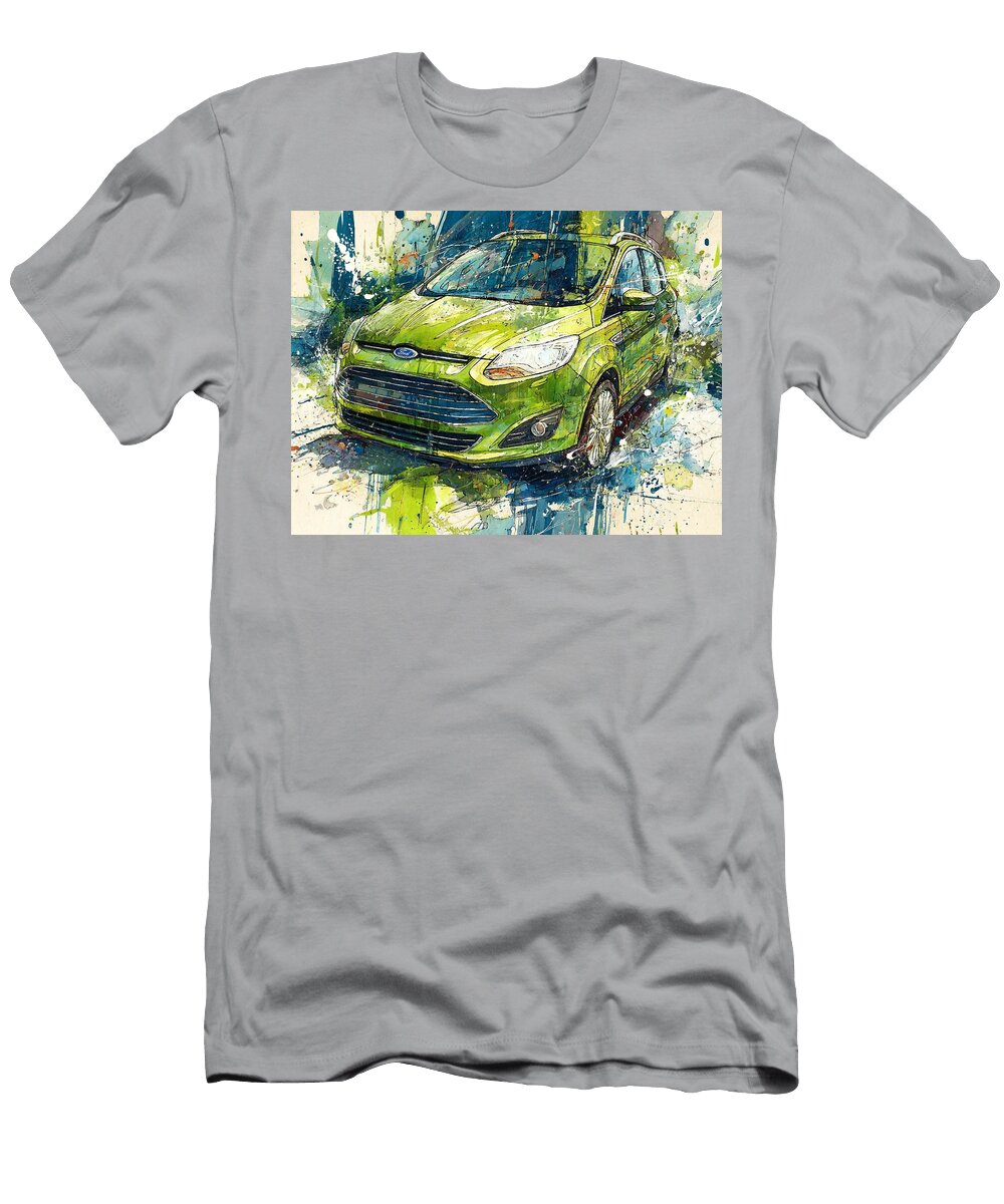 Ford C Max Hybrid 2013 Hatchback Colorful Art Abstract Car Vibrant Green Car Art Hollie Love T-Shirt
