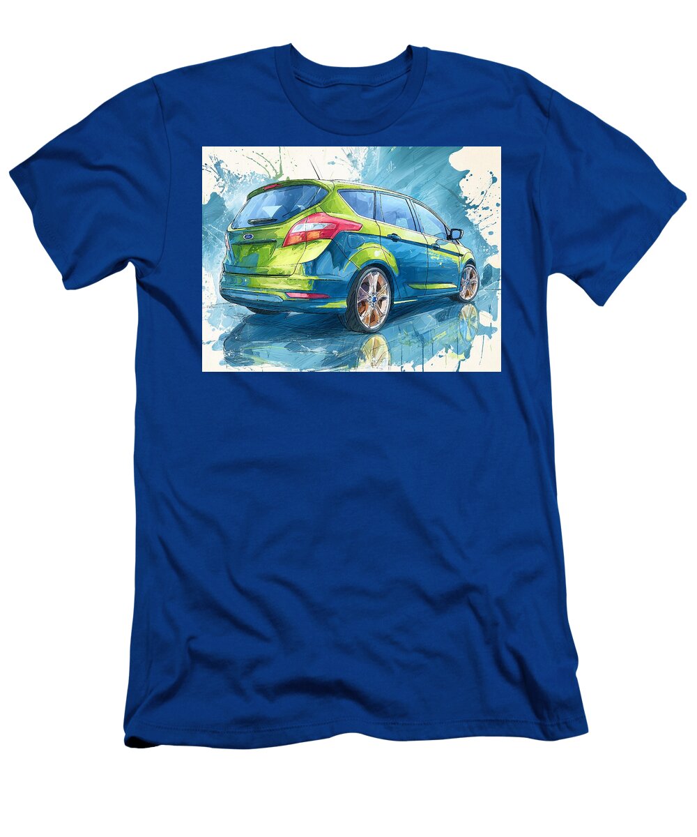 Ford C Max Hybrid 2013 Hatchback Colorful Car Artistic Design Vibrant Car Design Art Hollie Love T-Shirt