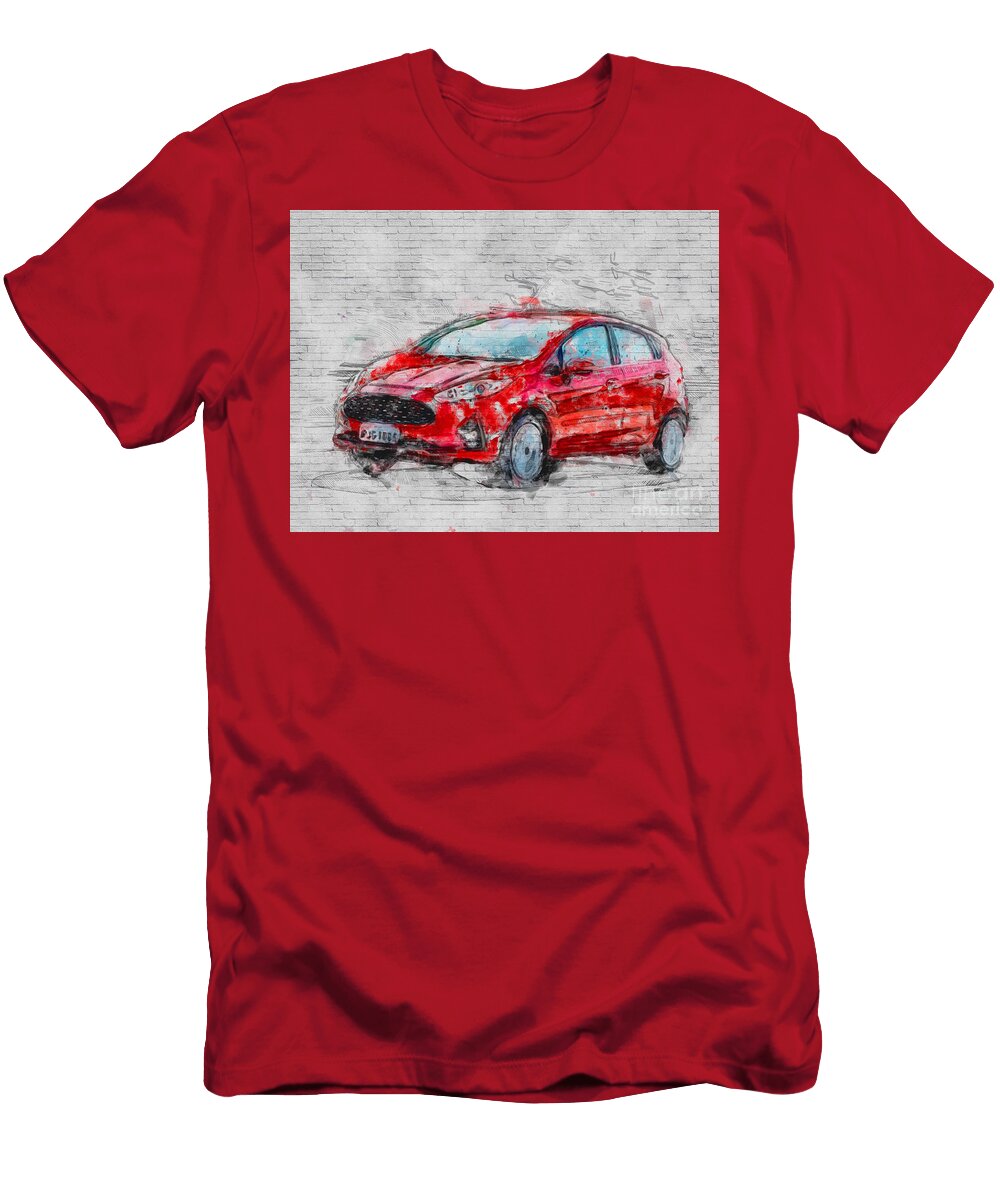 Ford Fiesta 2017 Red Hatchback Titanium 5 Door American Cars Ashtyn Treutel T-Shirt
