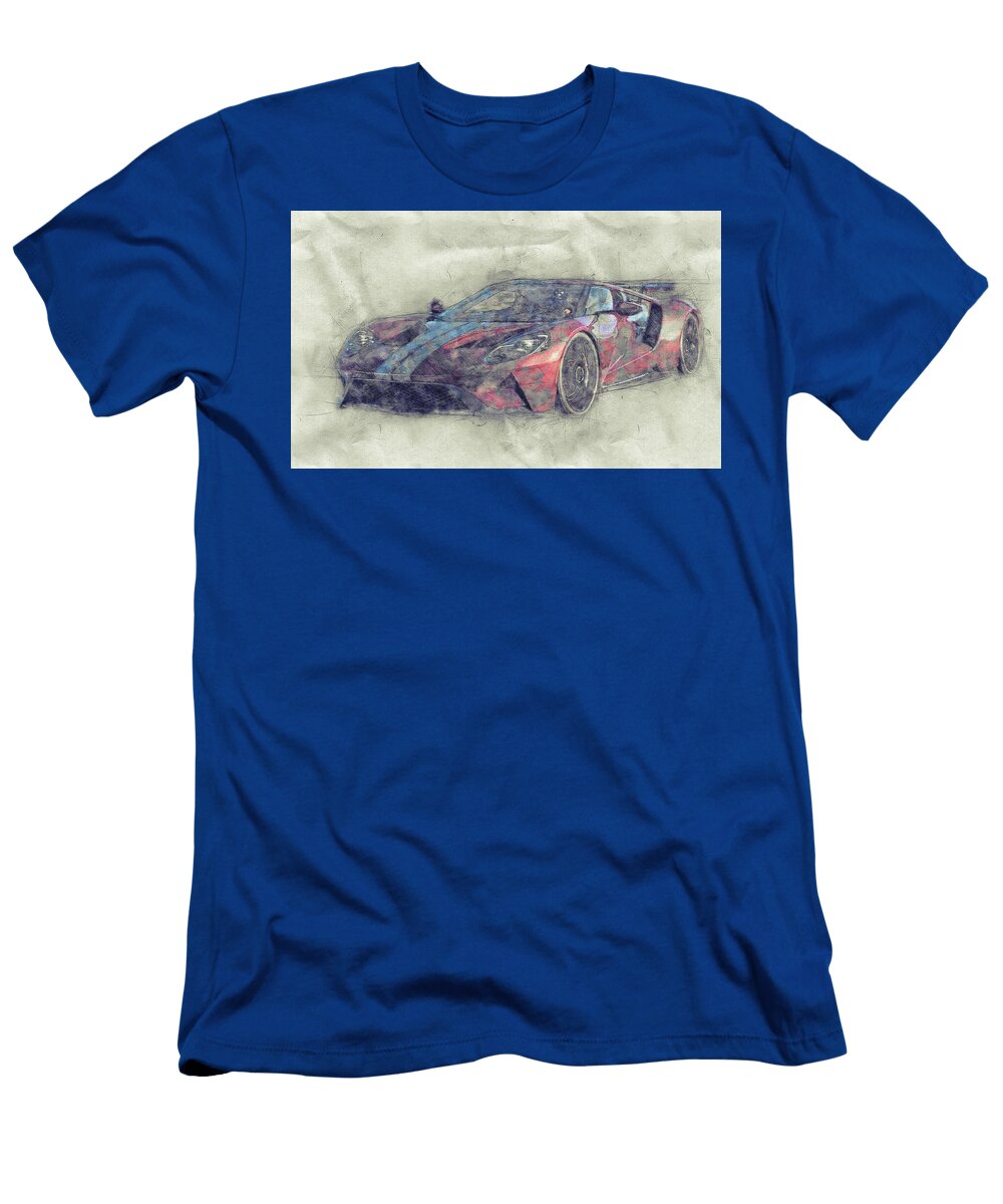 Ford Gt40 Sports Car 1 Racing Car 1966s Automotive Art Car Posters Studio Grafiikka T-Shirt