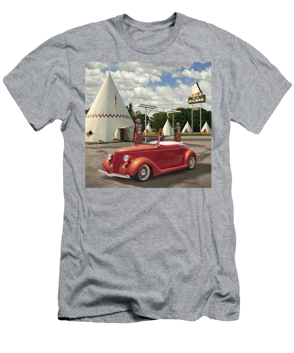 Ford Roadster At an Indian Gas Station 2 Mike Mcglothlen T-Shirt