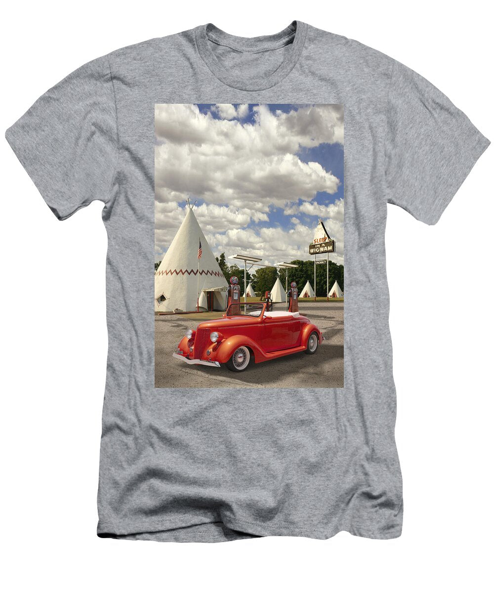Ford Roadster At an Indian Gas Station Mike Mcglothlen T-Shirt