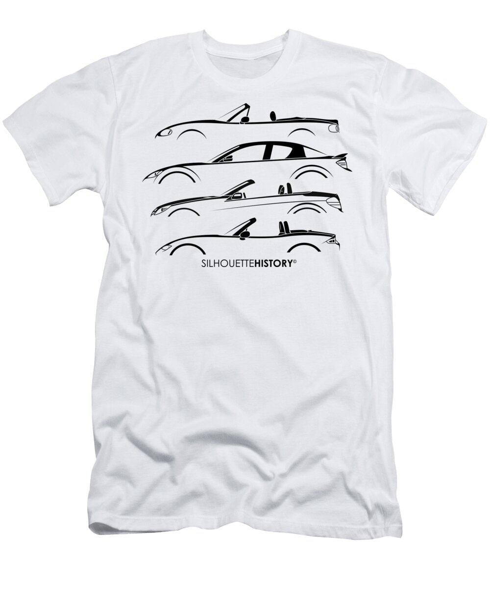 Four Sports Cars Custom Black Silhouettehistory Gabor Vida T-Shirt