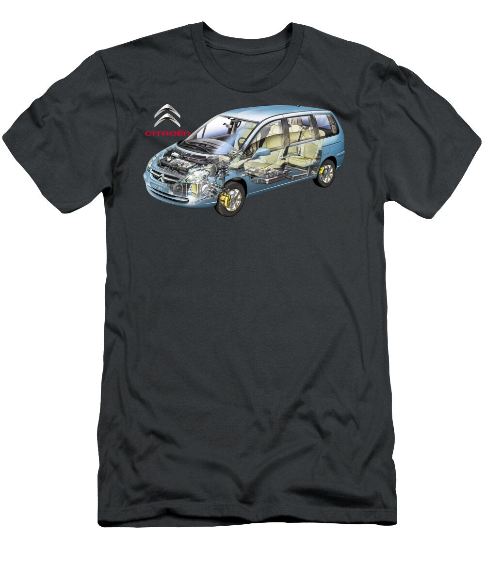 French Family Minivan Citroen C8 Cutaway Automotive Art Vladyslav Shapovalenko T-Shirt