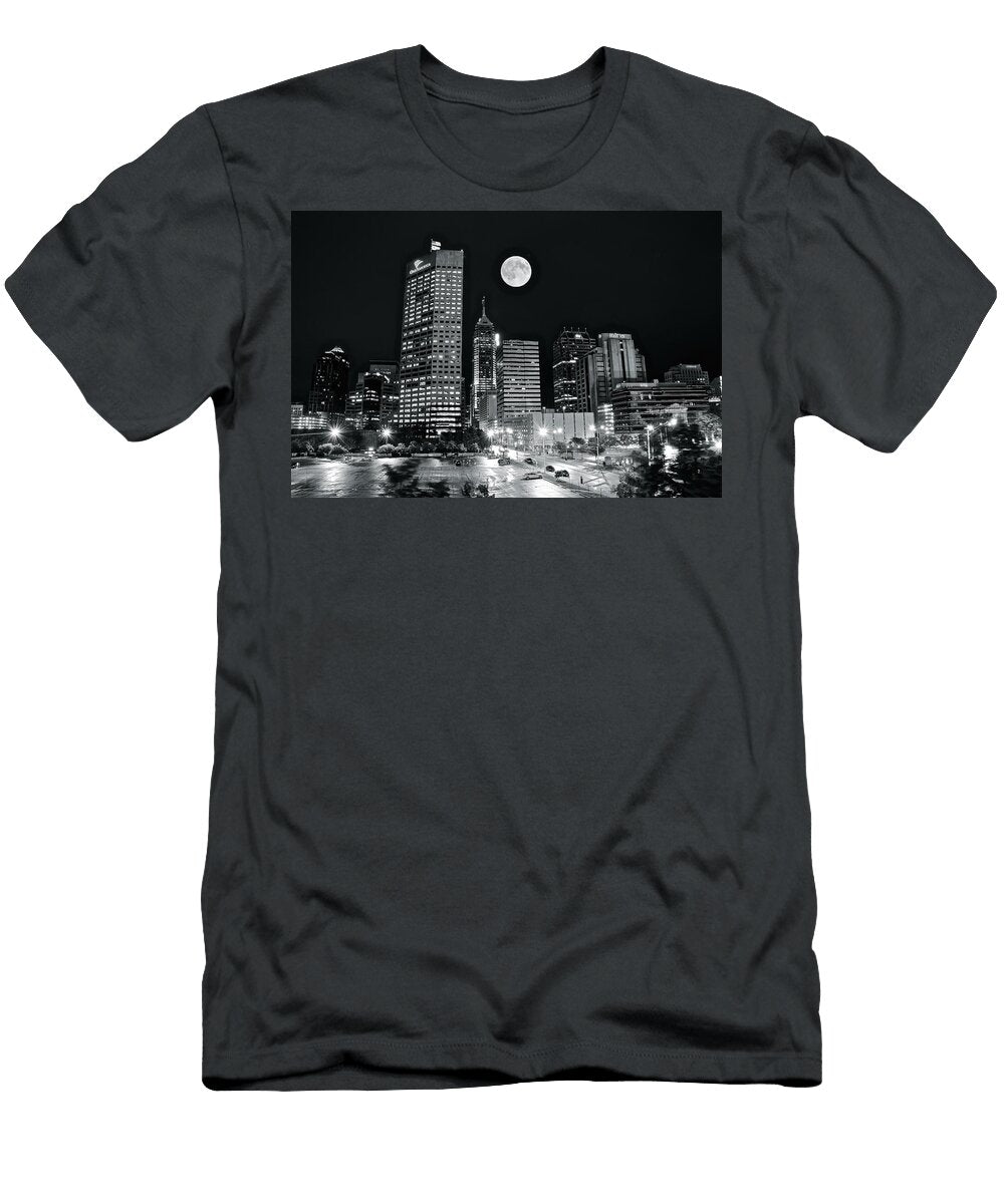 Full Moon Black and White of Indy Frozen in Time Fine Art Photography T-Shirt