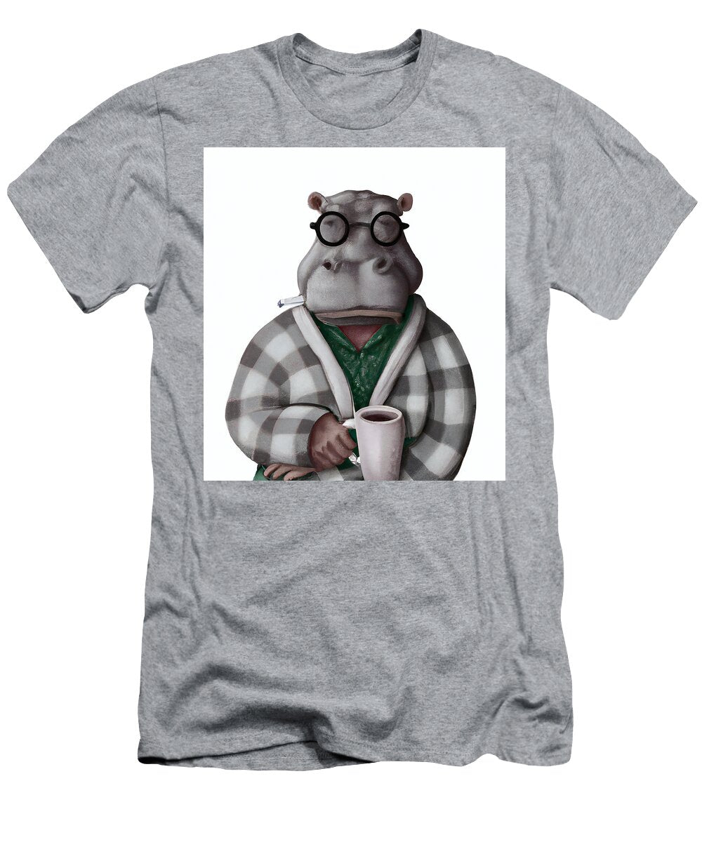 Funny Animals Hippopotamus Drinking Coffee Stellart Studio T-Shirt