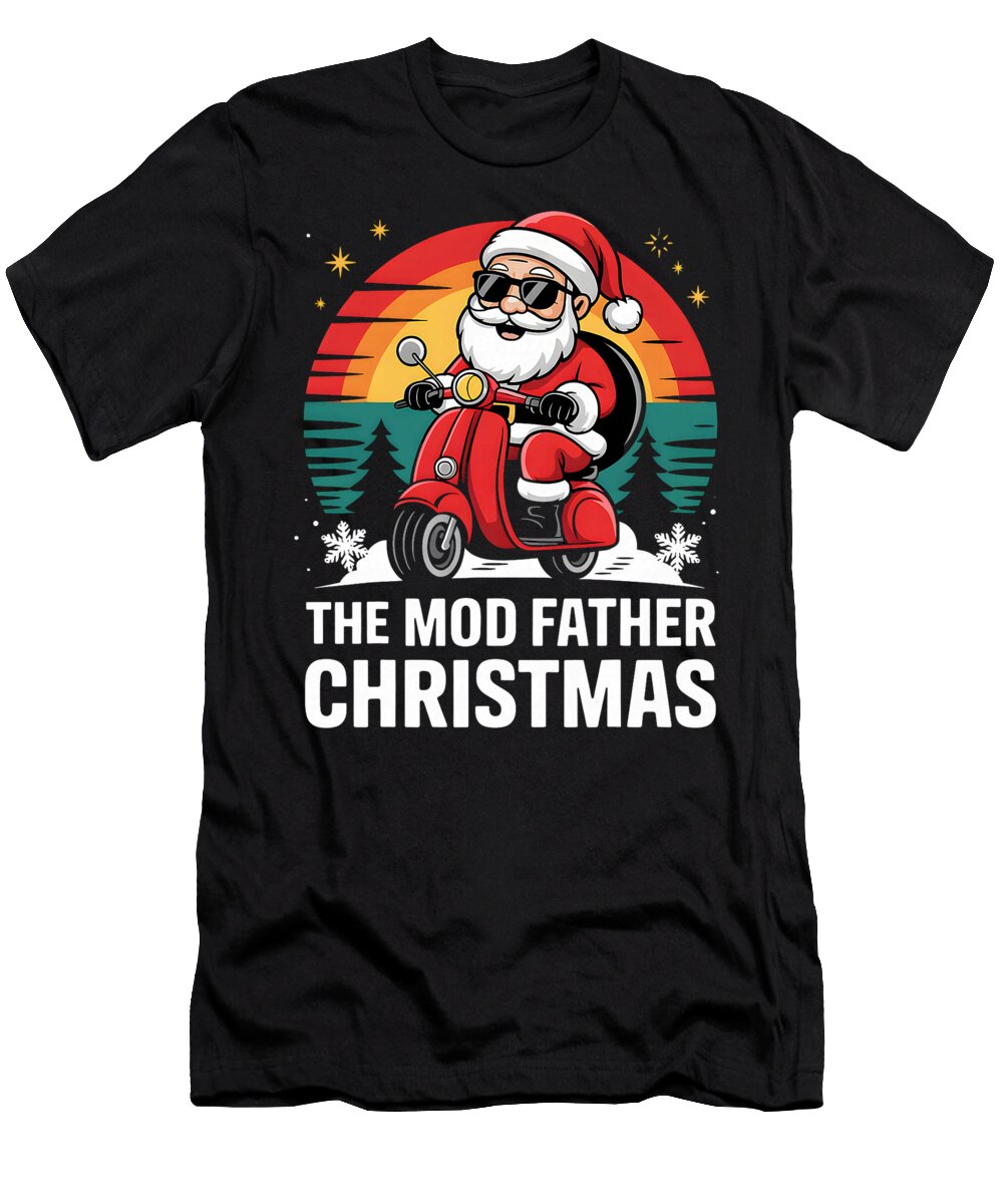 Funny Santa on a Scooter for Mods the Mod Father Sophie Eleanor T-Shirt