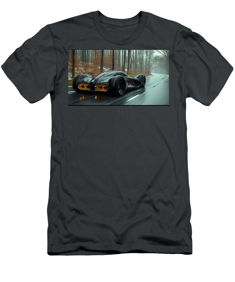 Futuristic Car on Forest Road Evie Carrier T-Shirt