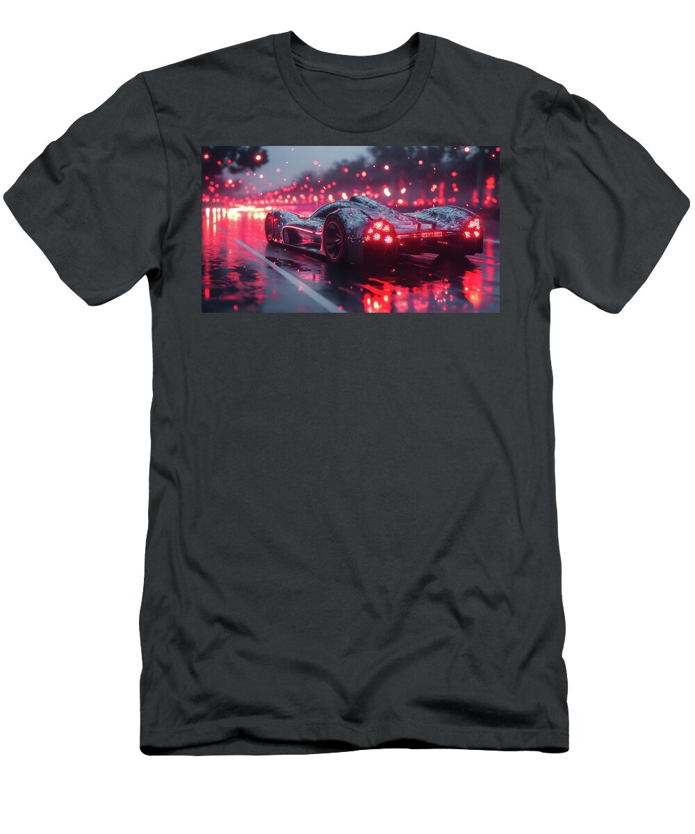 Futuristic Car on Rainy Night Evie Carrier T-Shirt